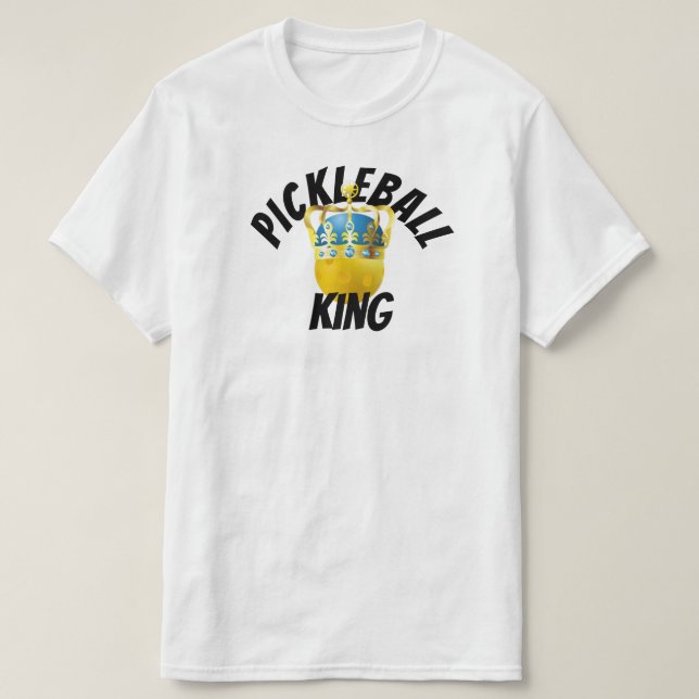 T-shirt Pickleball King, Pickleball Jaune portant une cour (Design devant)