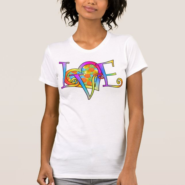 T-shirt Pickleball Love, Neon Heart Plein de Pickleballs (Devant)