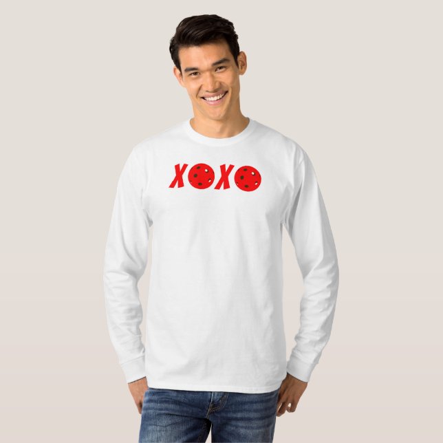 T-shirt Pickleball Love Valentine XOXO Red Pickleballs (Devant entier)