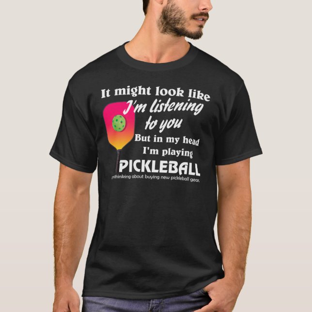 T-shirt Pickleball Lover Dans ma tête je joue au Picklebal (Devant)
