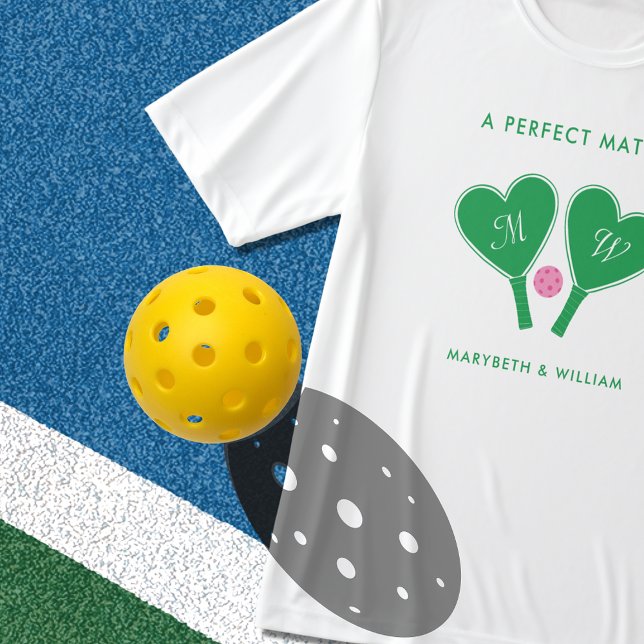 T-shirt Pickleball Mariage rose et vert Preppy (Créateur téléchargé)