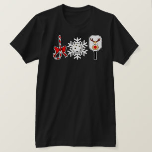 T-shirt Pickleball Noël Joie Sucre de canne Snowball Deer