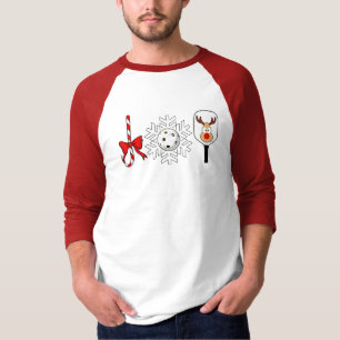 T-shirt Pickleball Noël Joie Sucre de canne Snowball Deer