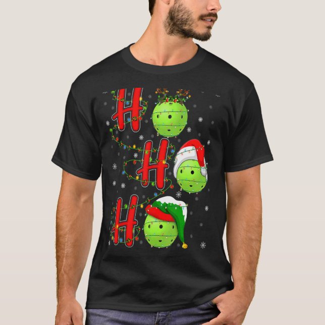 T-shirt Pickleball Noël Noël Hat Holiday Ho Ho Ho (Devant)