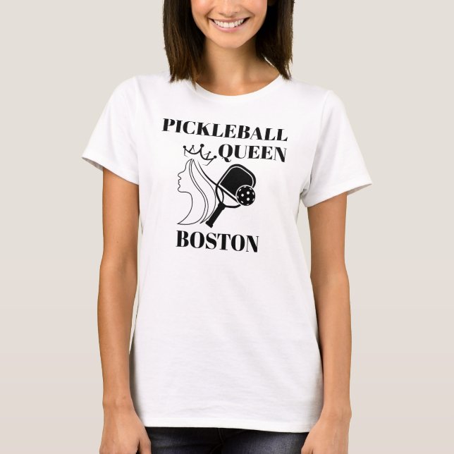 T-shirt Pickleball Paddle & Ball Queen Boston Cute Custom (Devant)