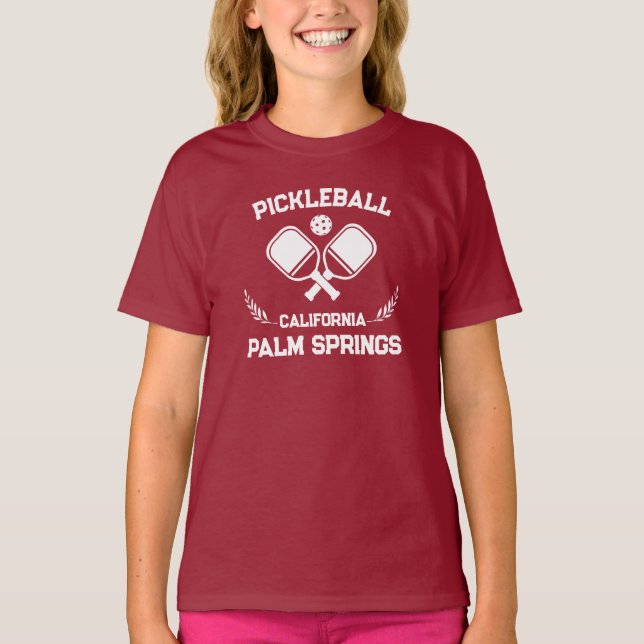 T-shirt Pickleball Paddle Palm Springs Californie Custom (Devant)