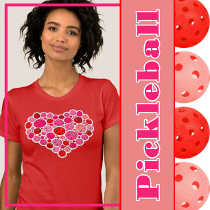 T-shirt Pickleball plein coeur rose et rouge amour