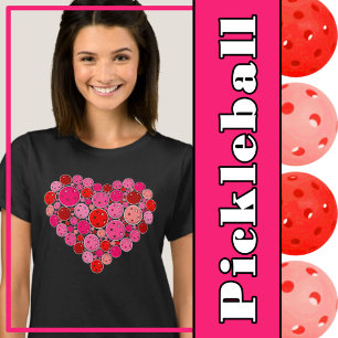 T-shirt Pickleball plein coeur rose et rouge amour