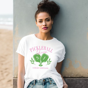 T-shirt Pickleball Queen Logo Monogramme Nom personnalisé