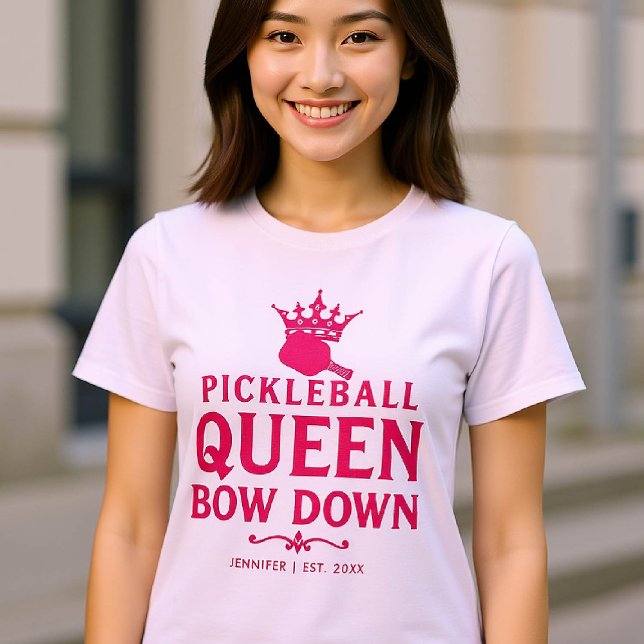 T-shirt Pickleball Queen rose cadeau personnalisé drôle (pickleball gift for her funny tshirt women birthday christmas mom friend personalized pink club)