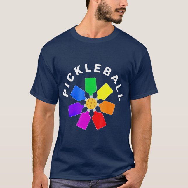 T-shirt Pickleball Rainbow Design (Devant)