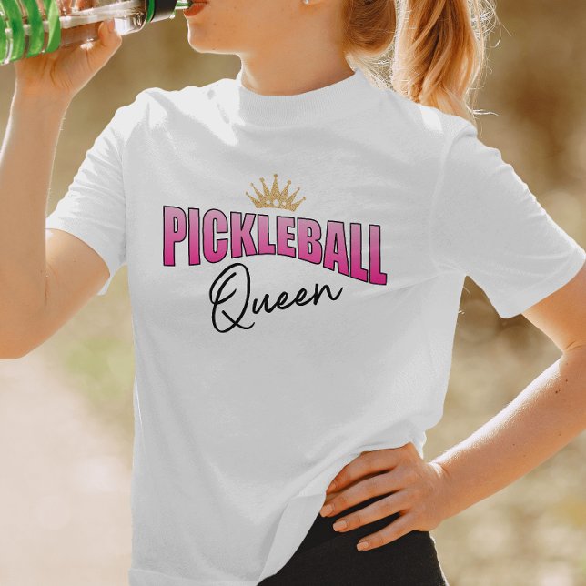 T-shirt Pickleball rose et noir Couronne or (Créateur téléchargé)
