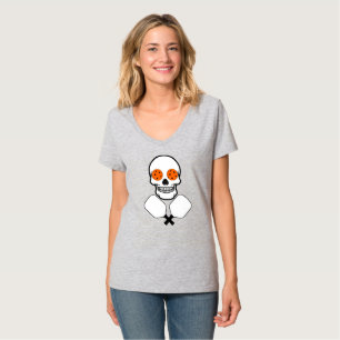 T-shirt Pickleball Skull and Crossles Paddles, Orange Ball