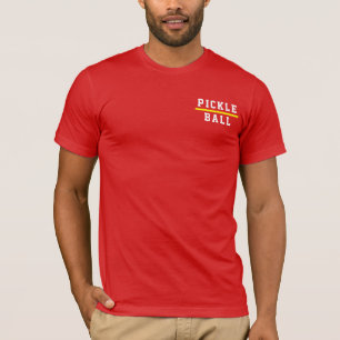 T-shirt PICKLEBALL Sportif Texte Jaune Bande Sur Rouge Lum