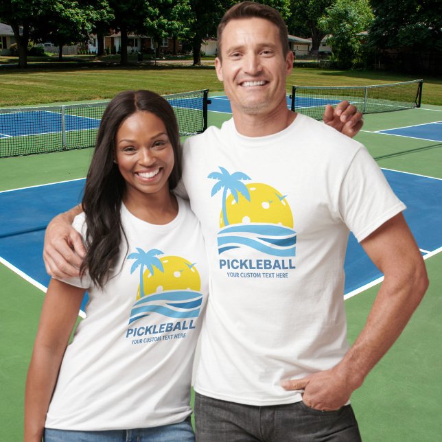 T-shirt Pickleball Tropical Palm Tree Sun Votre texte pers (Créateur téléchargé)
