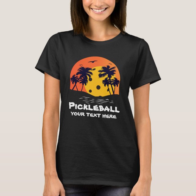 T-shirt Pickleball tropical palmiers Sun Ajouter Texte per (Devant)