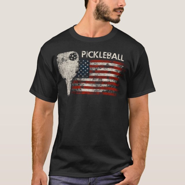 T-shirt Pickleball USA Drapeau - Sport amusant (Devant)