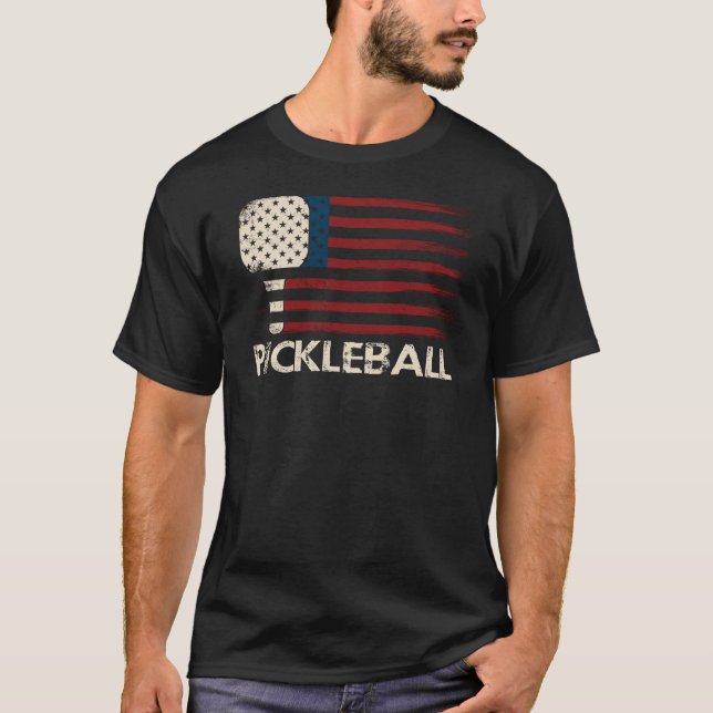 T-shirt Pickleball USA Flag – Funny Patriotic (Devant)