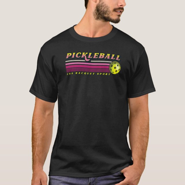 T-shirt Pickleball Vintages rayures (Devant)