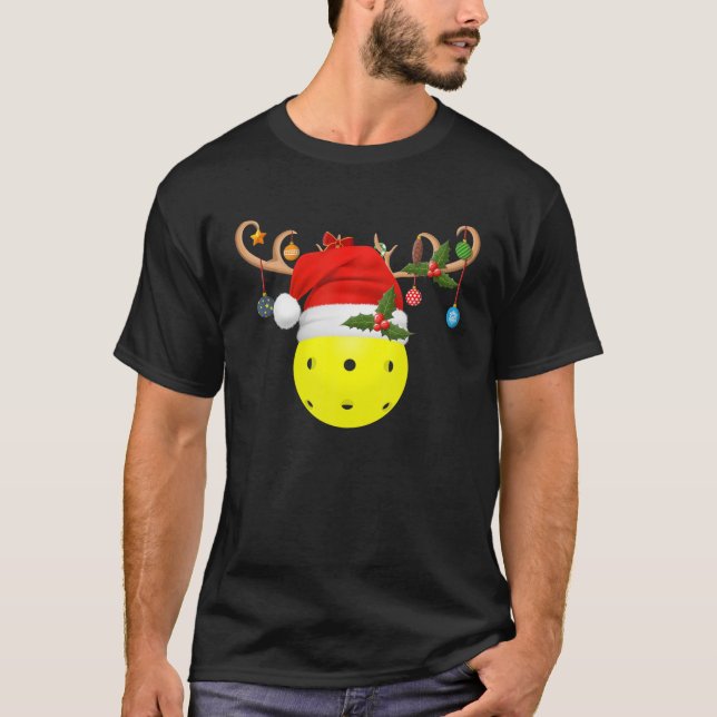 T-shirt Pickleball Xmas Le poison de Reindeer Santa Hat Pi (Devant)