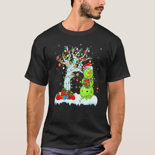 T-shirt Pickleball Xmas Tree Lighting Snowman Pickleball C (Devant)