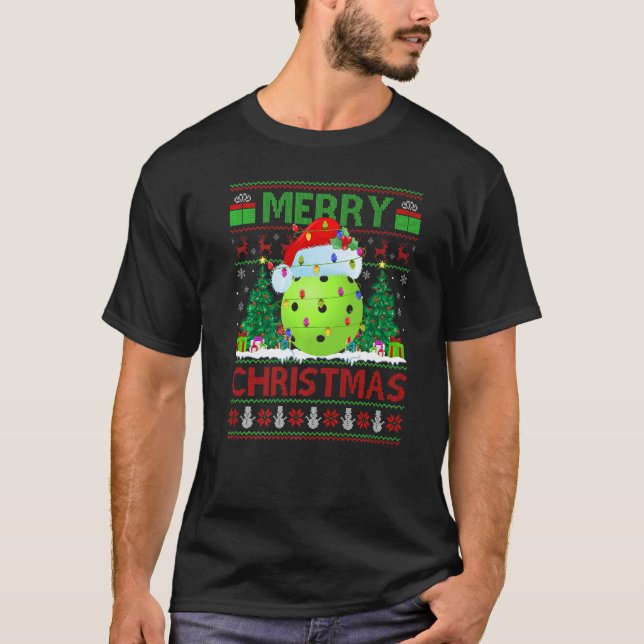 T-shirt Pickleball  Xmas Tree Ugly Santa Pickleball Christ (Devant)