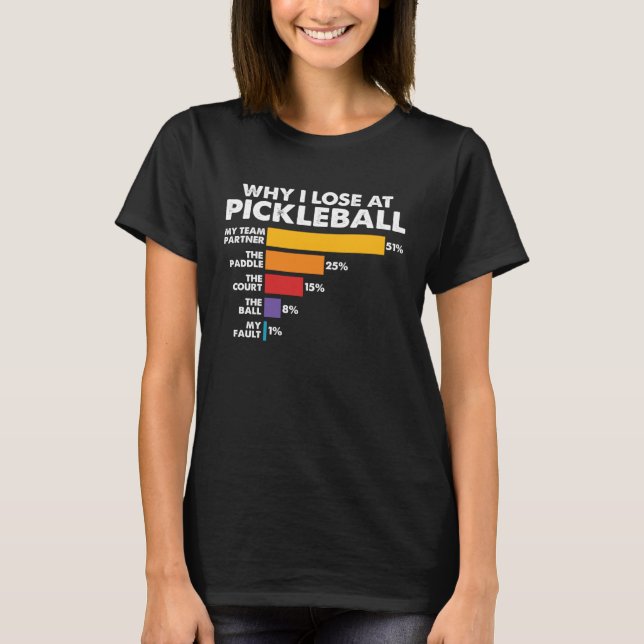 T-shirt Pickleballers Humor Saying Why I Lose at Picklebal (Devant)