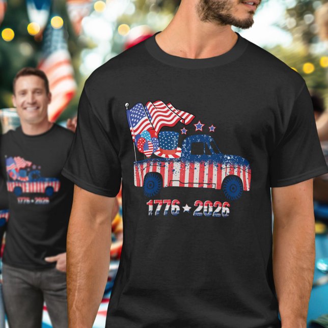 T-shirt Pickup Truck Flag 1776 2026 USA Celebration  (Créateur téléchargé)