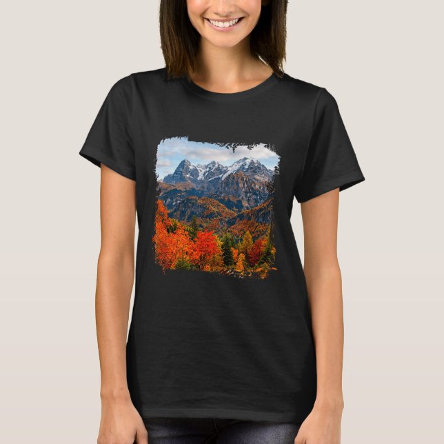 T-shirt picsques de vallée automnale alpine (Devant)