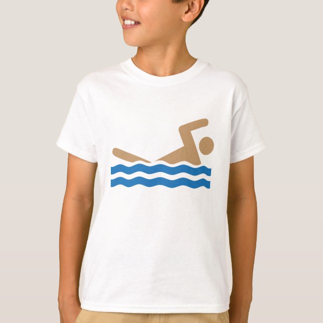 T-shirt Pictographe d'icône de natation en couleurs (Devant)