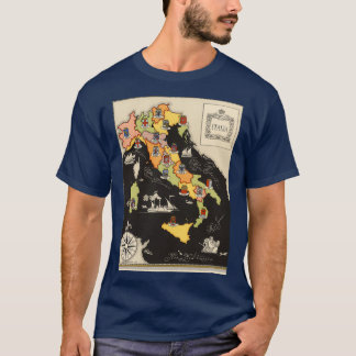 T-shirt Pictural Map of Italy Colorful small map with vign