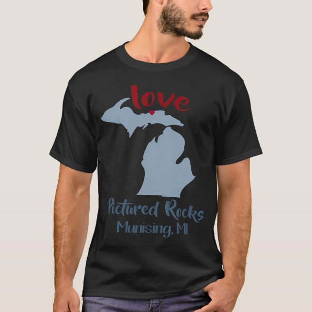 T-shirt Pictured Rocks à Munising Michigan Love Upper (Devant)