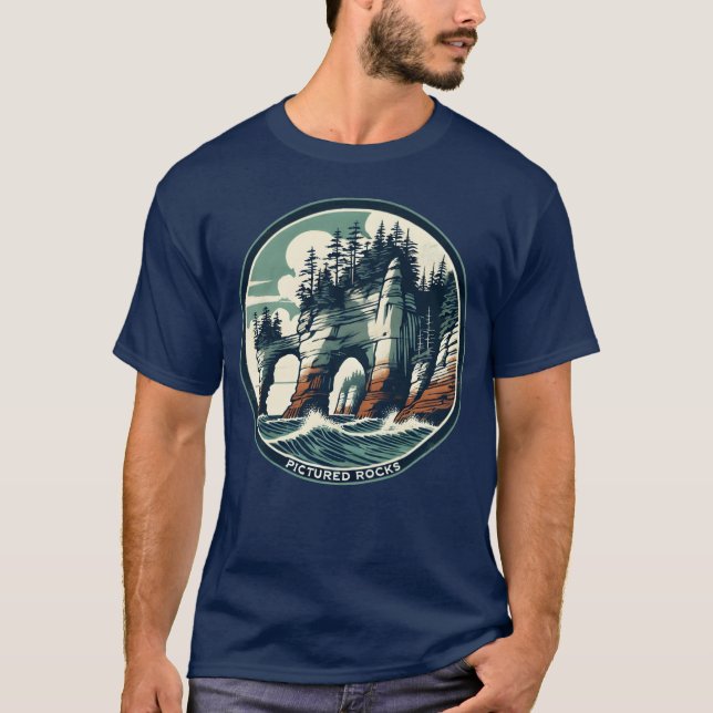T-shirt Pictured Rocks rétro (Devant)