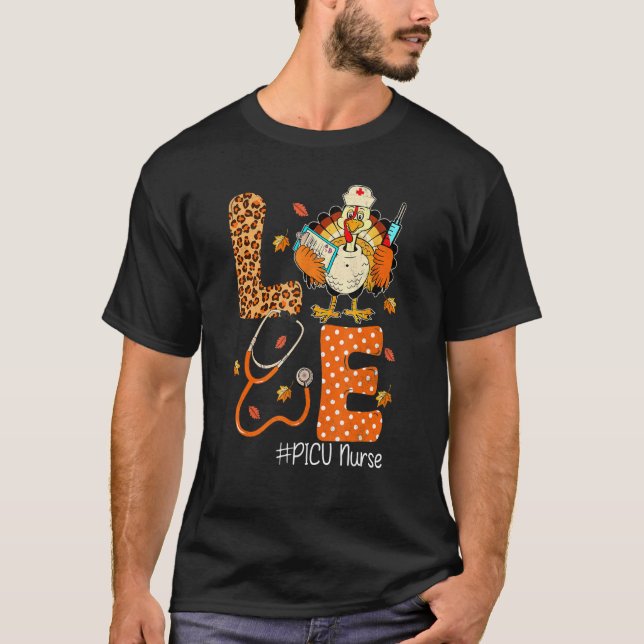 T-shirt Picu Nurse Love Thanksgiving Leopard Stethoscope T (Devant)