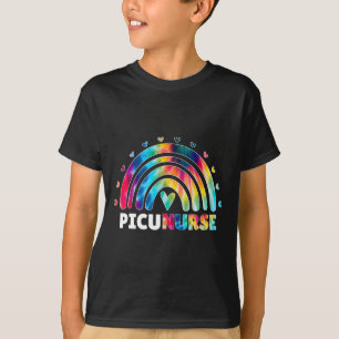T-shirt Picu Nurse Rainbow Tie Dye Amusants pédiatriques i