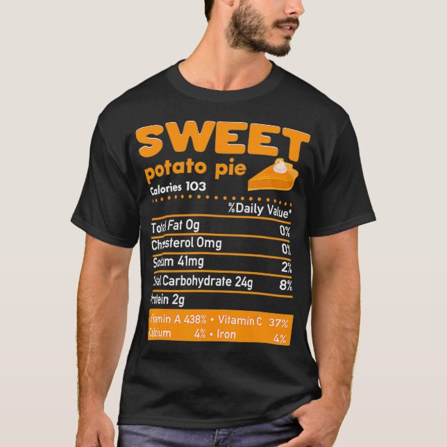 T-shirt Pie De Pomme De Terre Douce - Faits nutritionnels  (Devant)