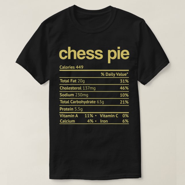 T-shirt Pie d'échecs Nutrition Faits Drôle Thanksgiving Ch (Design devant)