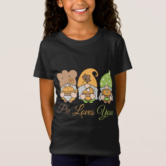 T-Shirt Pie Love You Funny Citrouille Spice Fun Gnome Nour (Devant)