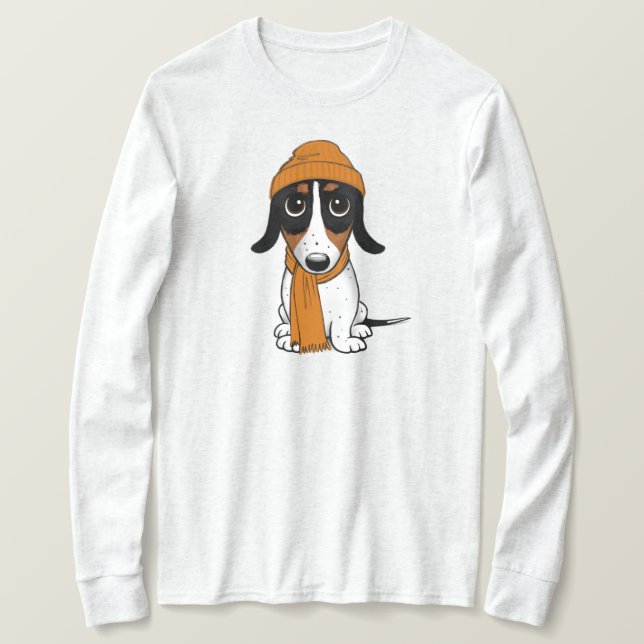 T-shirt Piebald Dachshund Chien Hipster (Design devant)