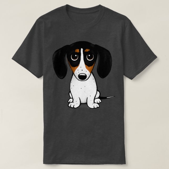 T-shirt Piebald Dachshund mignonne Tan noir et blanc  (Design devant)