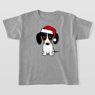 T-shirt Piebald Dachshund Père Noël Cute Wiener Chien