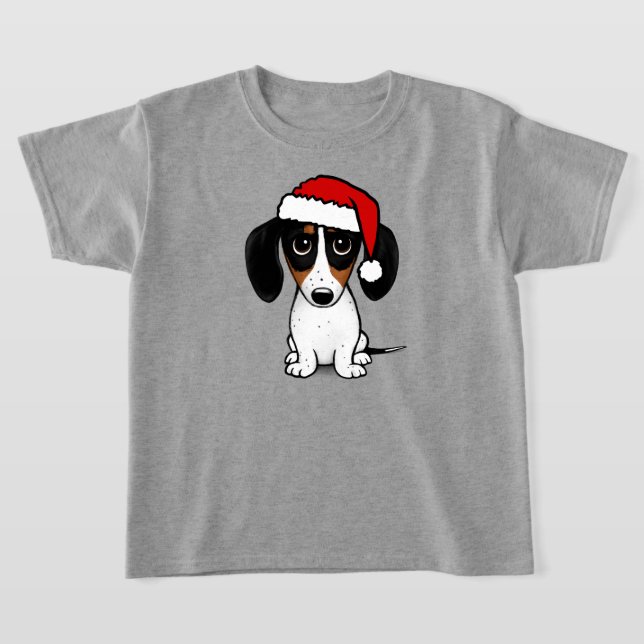 T-shirt Piebald Dachshund Père Noël Cute Wiener Chien (Poser)