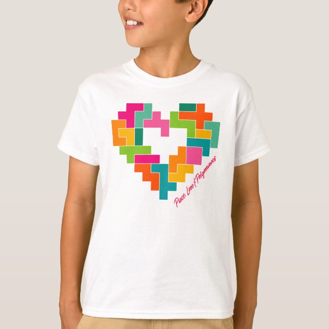 T-shirt Pièce, Amour & Polyominoes Garçons Chemise (Devant)