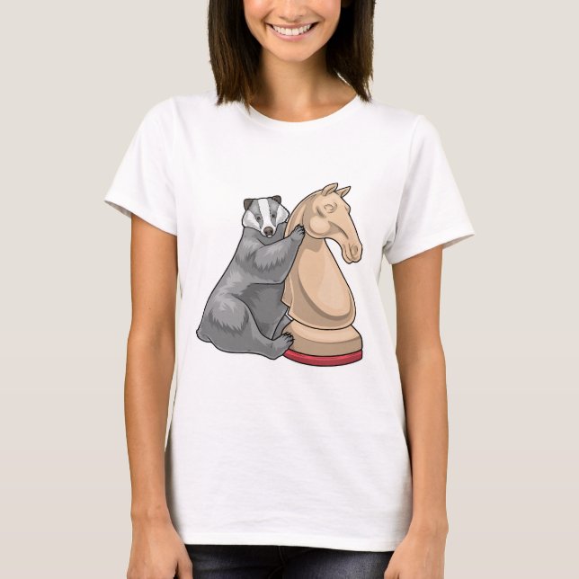 T-shirt pièce de jeu d'échecs Blaireau Cavalier Échecs (Devant)