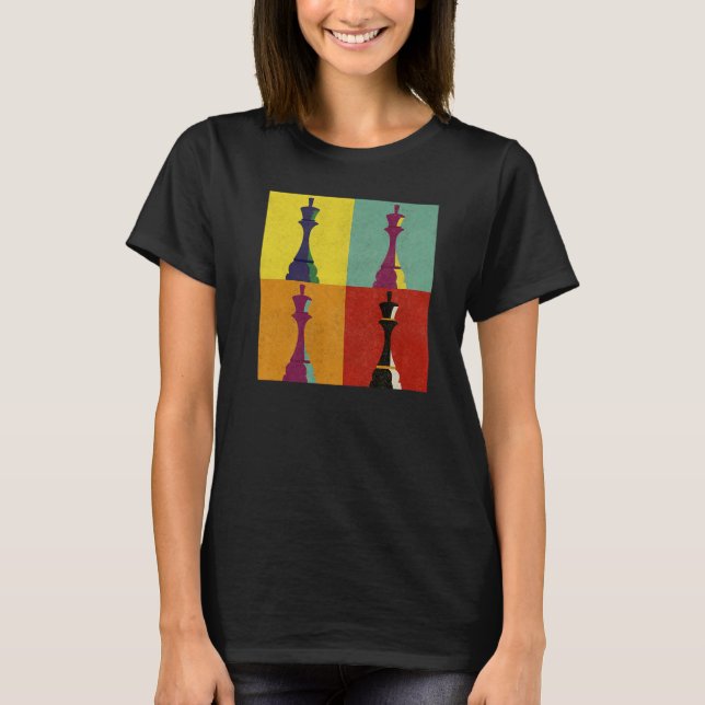 T-shirt Pièce de jeu d'échecs Roi Échec et mat Style Pop (Devant)