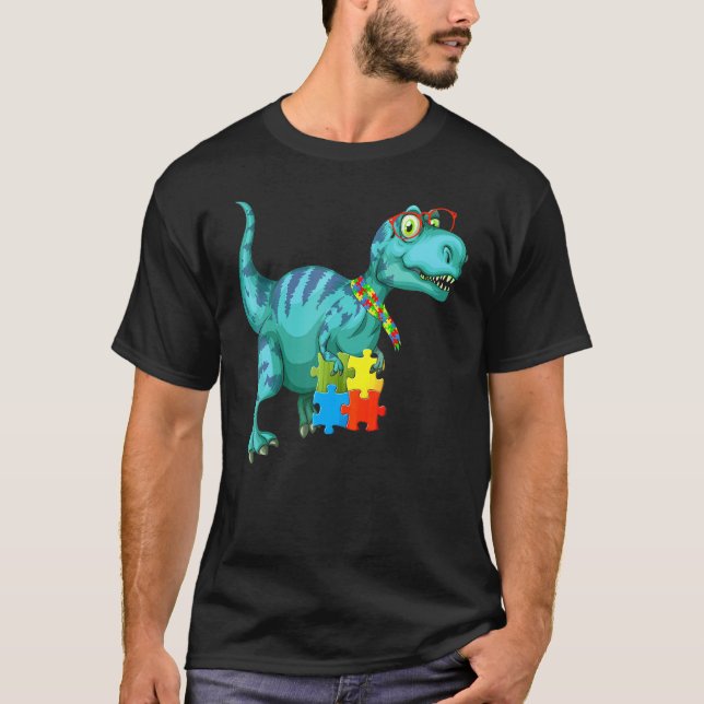 T-shirt Pièce de puzzle de dinosaure T Rex pour la sensibi (Devant)