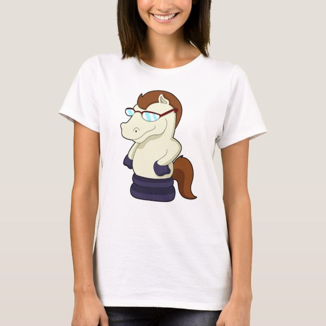 T-shirt Pièce d'échecs Chevalier avec lunettes de soleil (Devant)