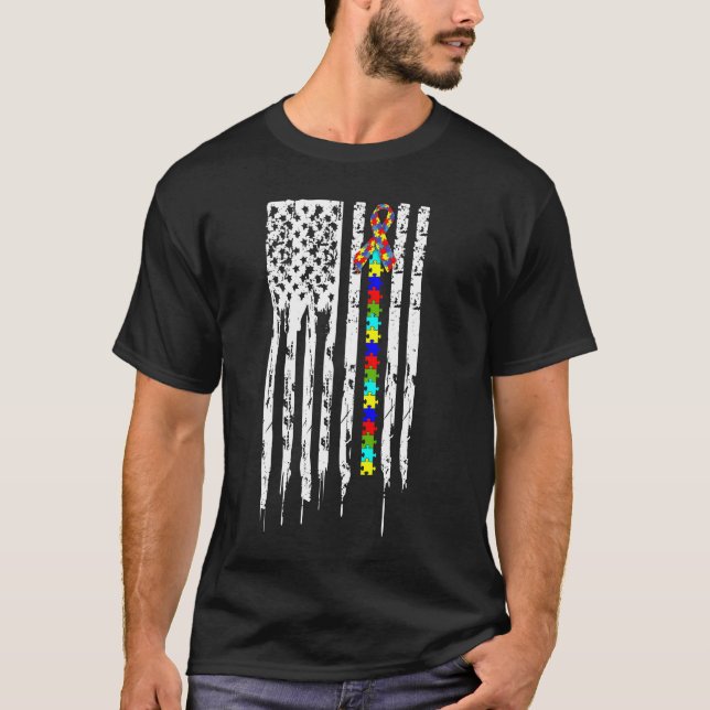 T-shirt Pièce en t affligée de drapeau américain (Devant)