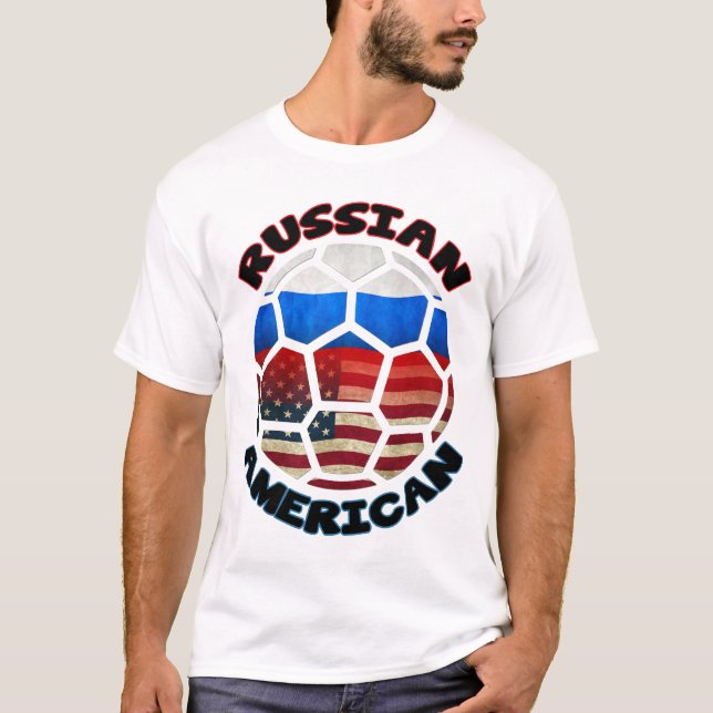 T-shirt Pièce en t américaine russe de ballon de football (Devant)