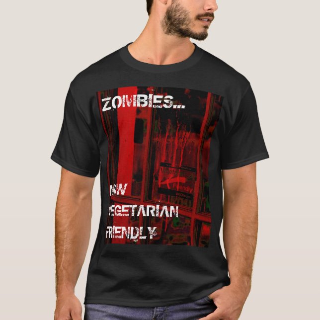 T-shirt Pièce en t amicale végétarienne de zombis (Devant)